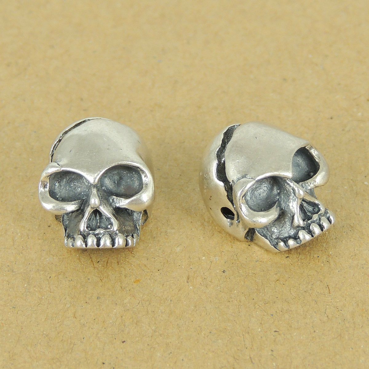 2 PC Protective Skull Beads – S925 Sterling Silver WSP363X2 | Sterling Silver Jewelry Sterling Silver