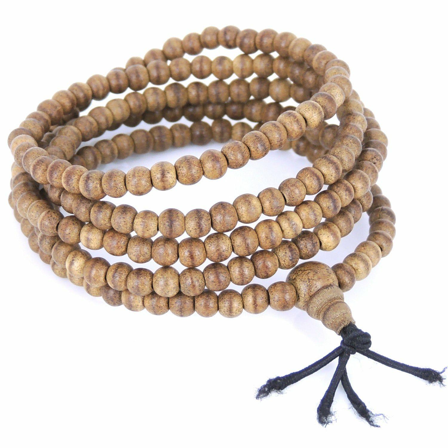 4.5mm White Sand Agarwood 216 Beads Bracelet/Necklace for Meditation – Gem & Silver AW005 | Bracelets Agarwood Agarwood