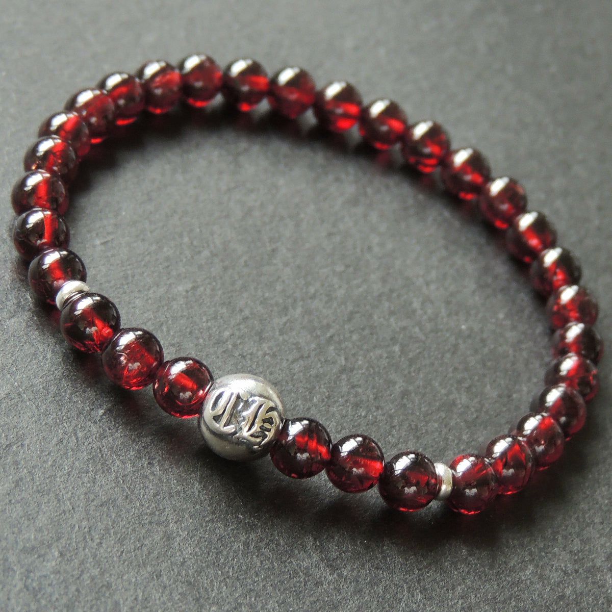 5.5mm Garnet Healing Gemstone Bracelet with S925 Sterling Silver Spacers & Celtic Style Protection Bead | Bracelets